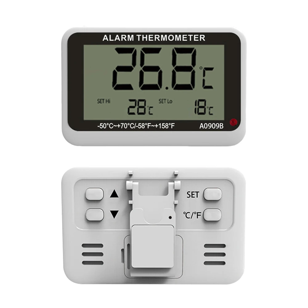 Digital Thermometer Freezer Temp High/Low Temperature & Humidity Meter With Alarm