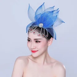 Dance Elegant Veil Brim Hats Fascinator Kentucky Derby Hats Women Weddings Hot Pink Hats Tea Party Hair Flowers Headwear Clip