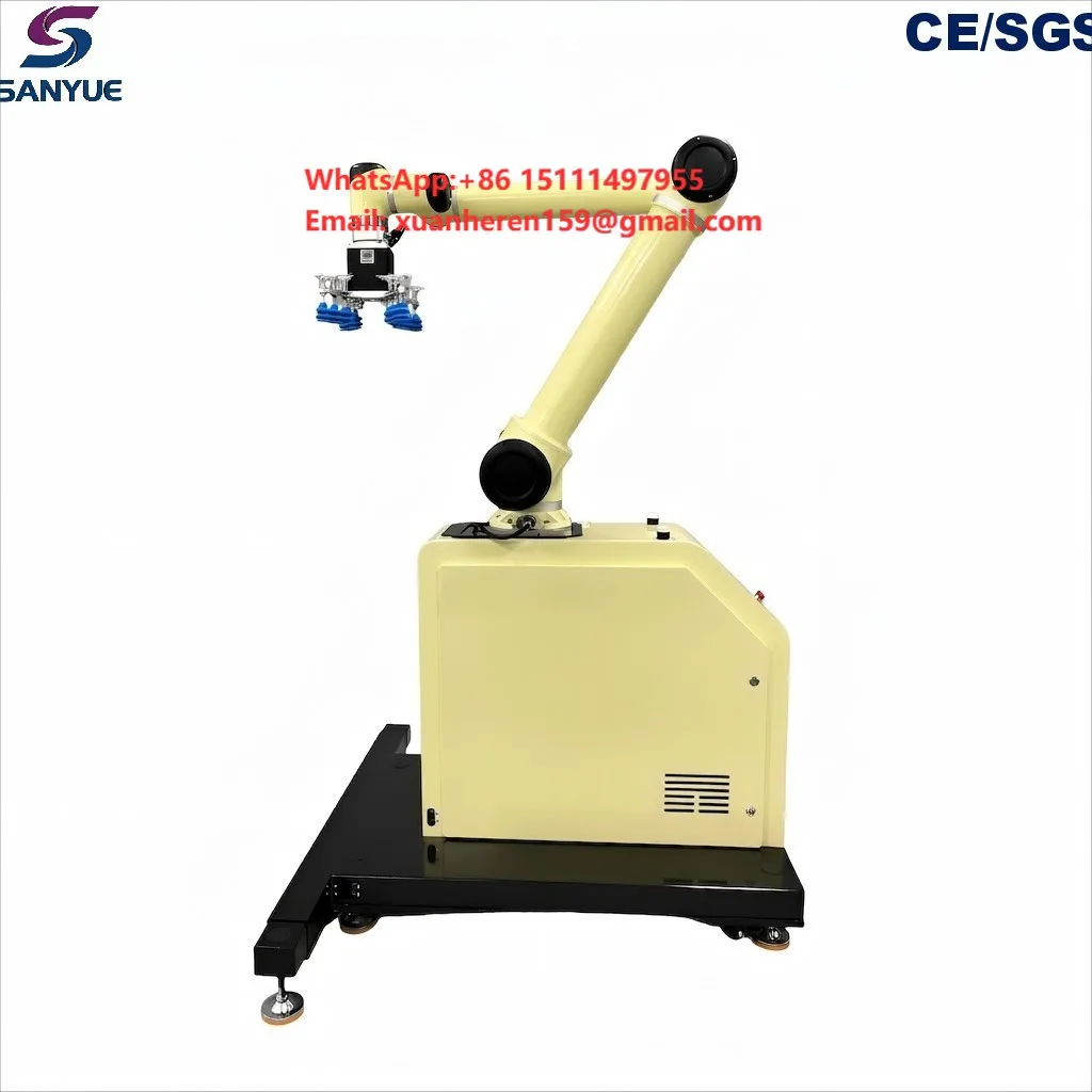 PLC Controlled High Precision Sanyue Brand Mobile Base Fast Cycle 8-10 Boxes Min Aluminum Arm Collaborative Robot Palletizer