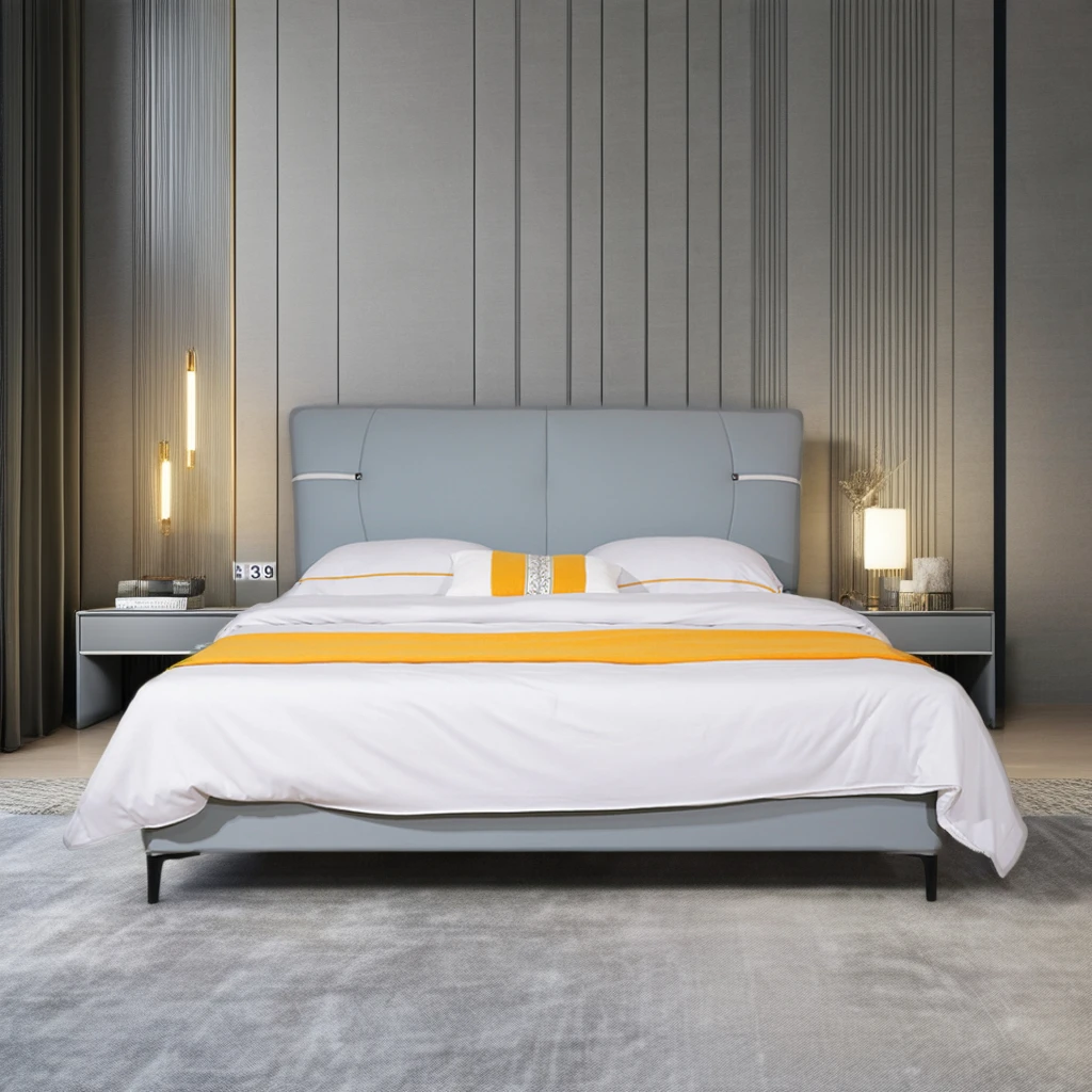 #Velvet Leather Bed Modern Simple Bedroom Soft Package Wedding Murphy king Size Bed Small Bedroom Storage Double Bed Frame