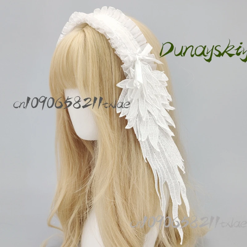 غطاء رأس جناح لوليتا القوطية لجميع القديسين/عيد الميلاد/أوكتوبرفيست/عيد الفصح - أجنحة الملاك القابلة للفصل مع حواف من الدانتيل