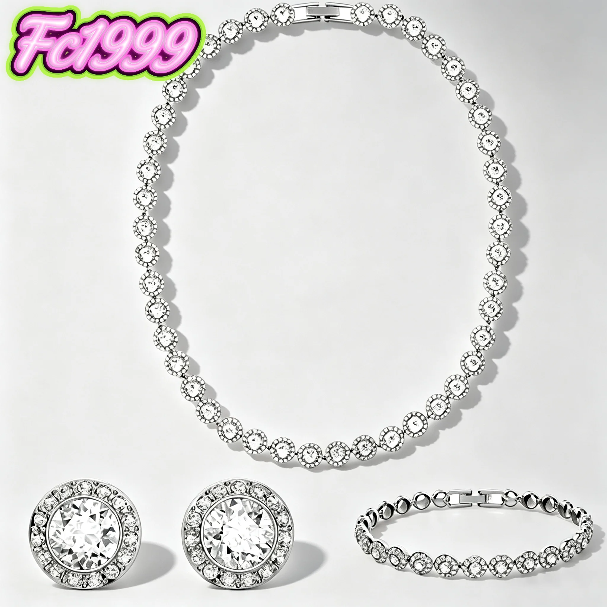2026 Hot SellingSame Color Jewelry BraceletEarringsNecklace-High End Sea Heart Crystal Necklace Earrings Bracelet Party Favorite