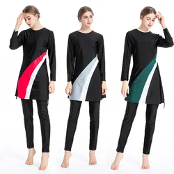 Women Muslim Burkini Swimsuit Modest Swimwear Islamic Long Sleeve Full Cover Hijab Flower Dress Top Cap Swim Pants ​Bathing Suit