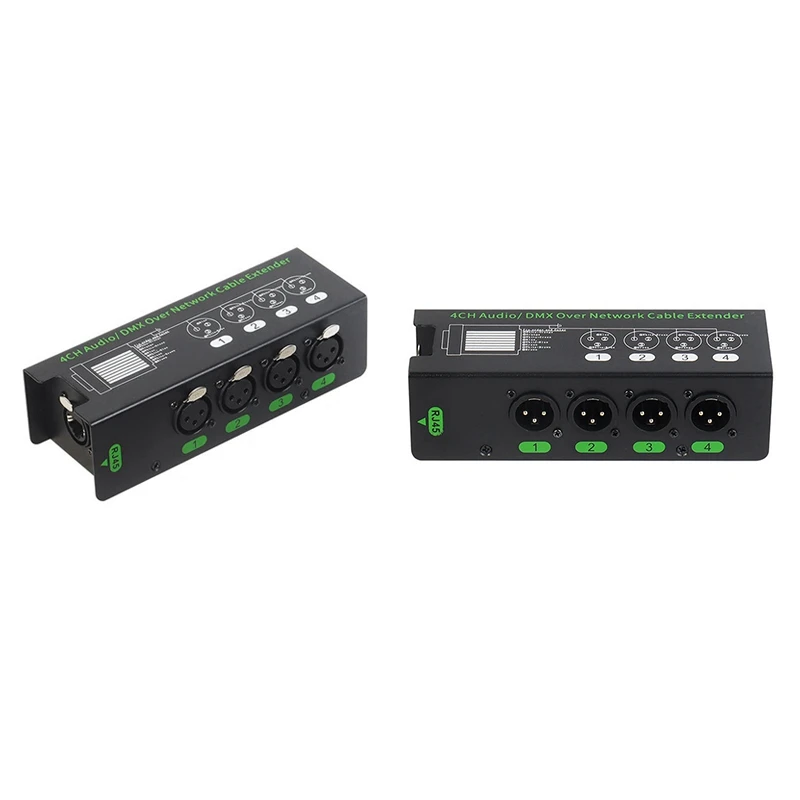 4CH 3 Pin Audio/DMX Over Network Cable Extender DMX512 Network Signal Extender XLR To RJ45 Ethernet Adapter XLR