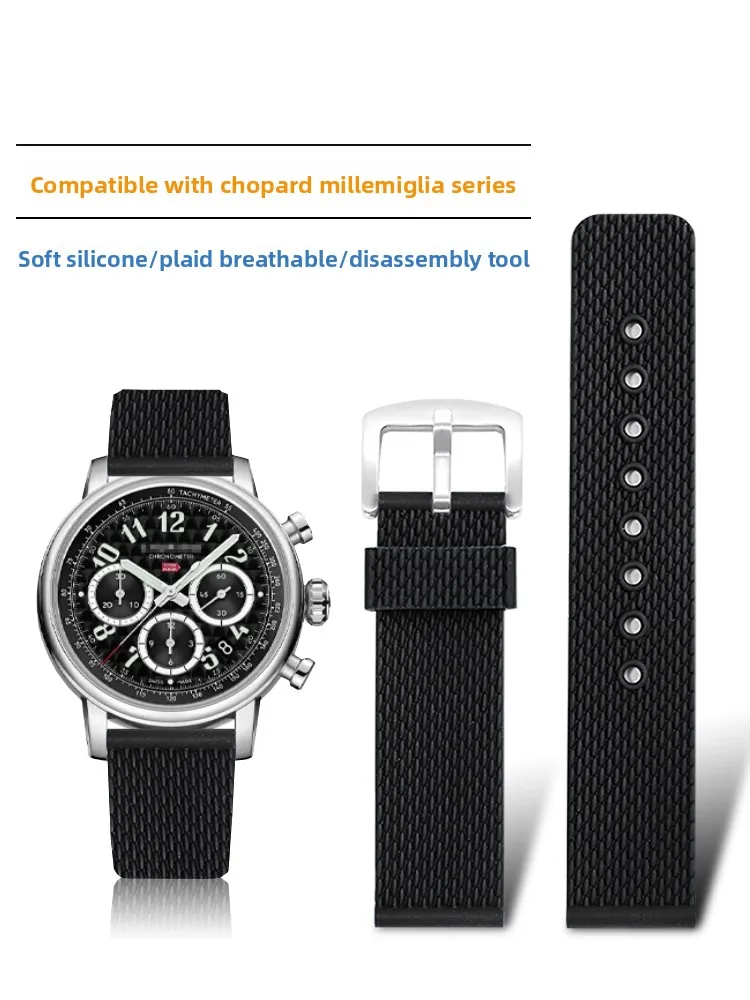Correa de reloj de caucho para Chopard MILLE MIGLIA168619, correa con hebilla para hombre con diseño de neumático de carreras Chopard