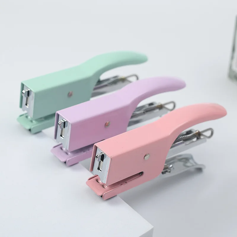 

Macaron metal hand stapler No. 10 labor saving take-out packing machine Small office stapler with staples