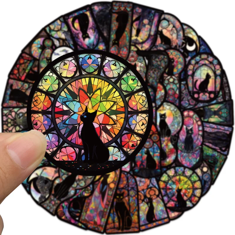 50pcs Dark Goth Cat Graffiti Stickers Skateboard Computer Water Cup Trolley Case Waterproof Self-adhesive Stickers Stationery