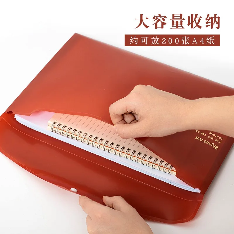 A4 Classic Retro Color Hot Gold Letter Pocket Folder Large Capacity Waterproof Button Paper File Storage Bag for School Office