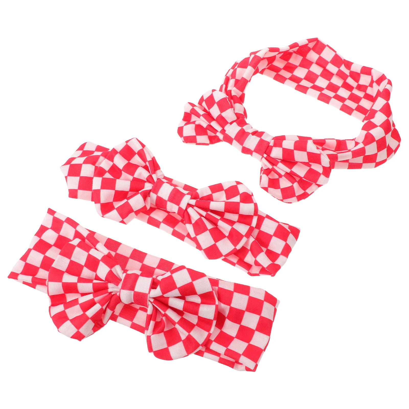

3 шт. детские повязки на голову для девочек 6-12 месяцев, красно-белые клетчатые эластичные аксессуары для волос с бантом, эластичные аксессуары для волос для новорожденных и малышей