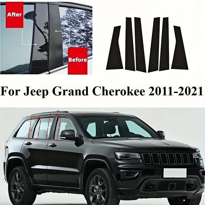 

Для Jeep Grand Cherokee 2011-2021: наклейка на центральную стойку окна автомобиля, накладка на зеркало, наклейка на дверную и оконную колонку, стойка BC.