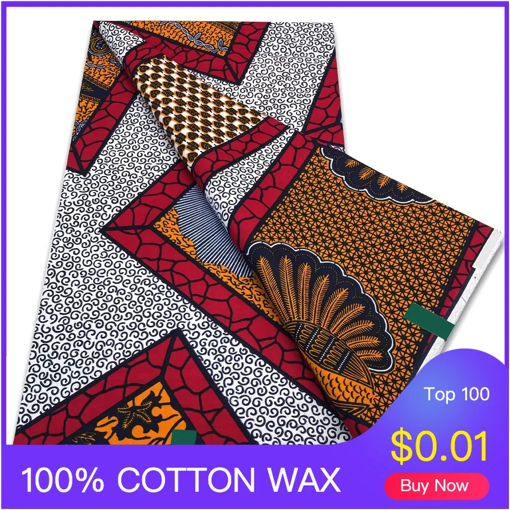 00% Cotton Material for Party Dress 6 yards New fashion Soft Tissu Classic African fabric HL wax Real Wax Prints 1