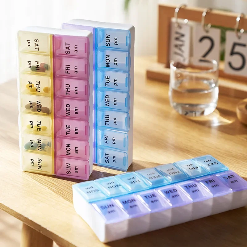 7 Days a Week Pill Organizer Morning & Night Pill Holder Travel Medicine Storage Box Splitter for Easy Medicine Management