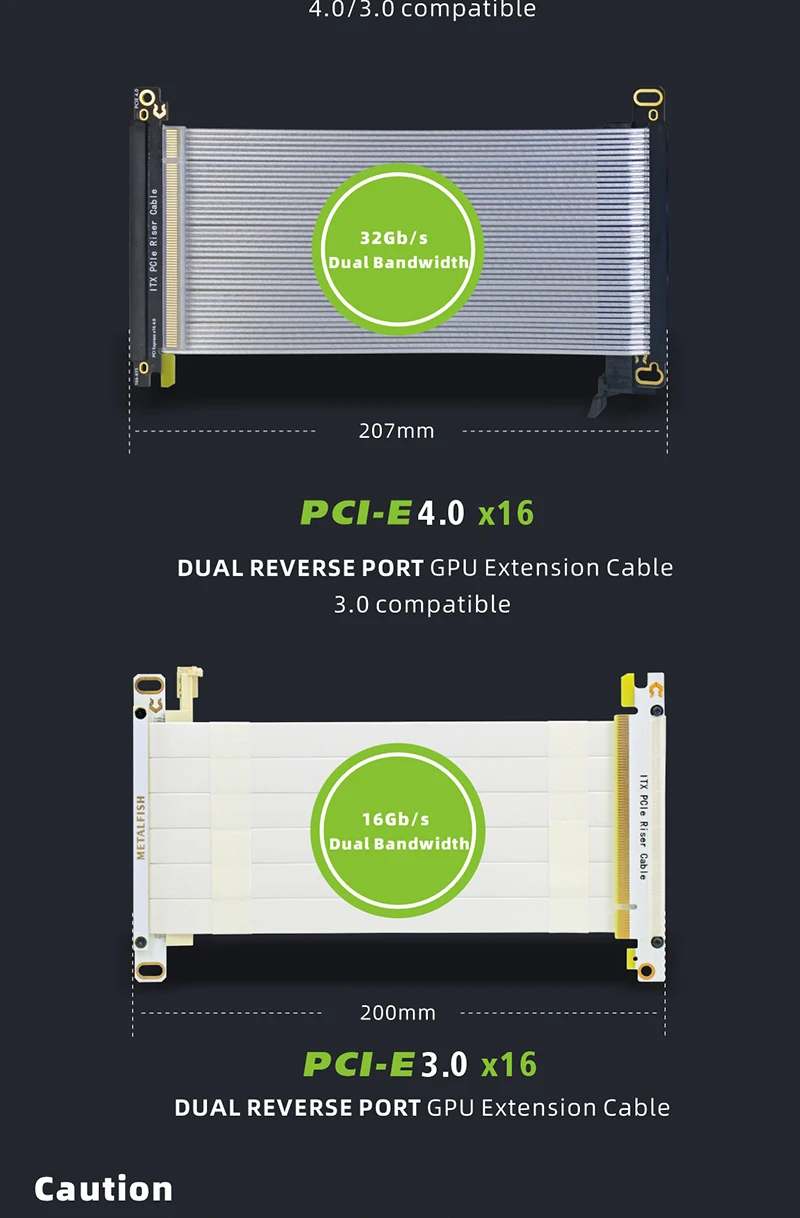 PCI-E 4.0 X16 Cavo riser Montaggio verticale Gaming PCIe Gen4 Doppio connettore inverso per X A4 RX5700XT GTX3080Ti - Lunghezza 1 m 7 PCI-E 4.0 X16 Cavo riser Montaggio verticale Gaming PCIe Gen4 Doppio connettore inverso per X A4 RX5700XT GTX3080Ti - Lunghezza 1 m 7