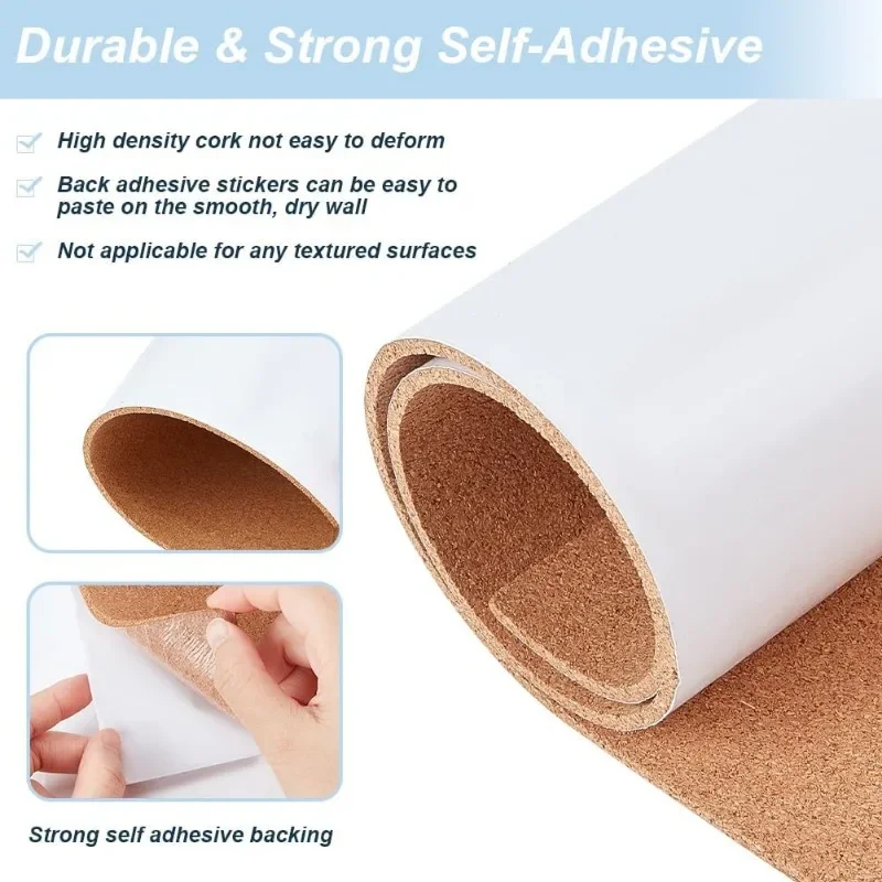11.8x23.6 inch Self-Adhesive Cork Roll, 3mm Thick Cork Mat with Strong Adhesive-Backed for Wall Decoration, Party and DIY Crafts
