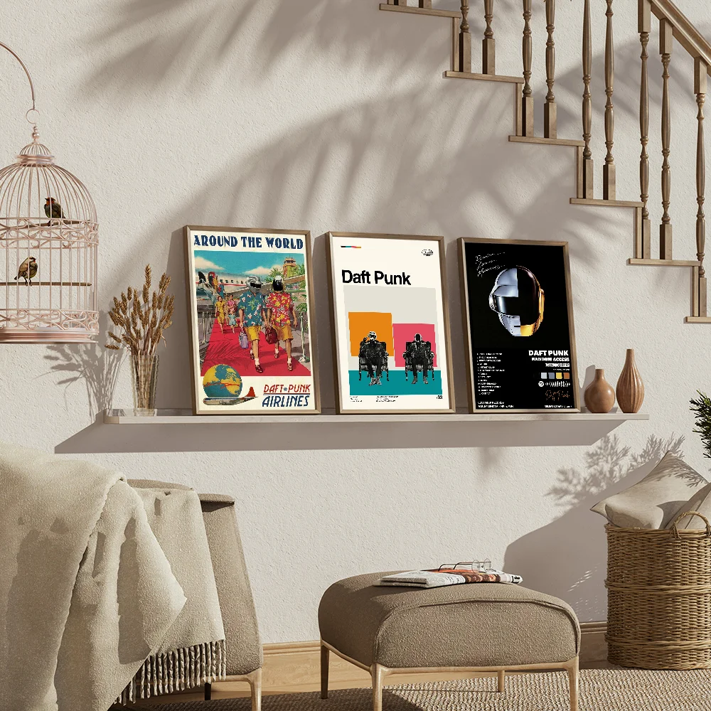 ملصقات الفيلم الكلاسيكي Daft Punk من حول العالم، ملصق حائط فاخر لغرفة المعيشة، ديكور للحانات، ديكور جدار الغرفة #6