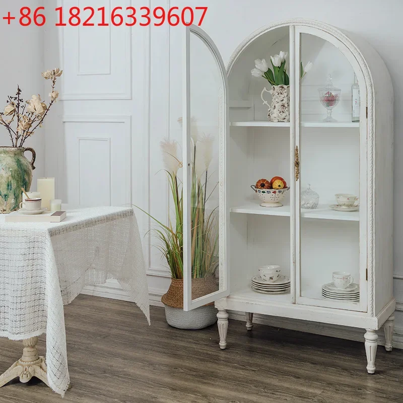 YAO American home bookcase floor-to-ceiling solid wood display cabinet with door against the wall living room B & B