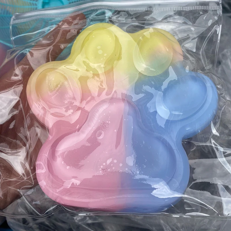 Regenbogenfarbenes Niedliches Katzenpfoten-Quetschspielzeug Weiches Klebriges Stressabbauendes Langsam Zurückfederndes Gel-Quetschspielzeug für Erwachsene Squishy Toy