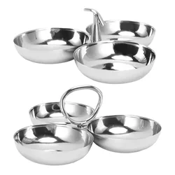 304 Stainless Steel Snack Plate Durable Easy to Clean 3 in 1 Safe Fruit Plate for Nut Candy Snack Bowl Fruit Plate