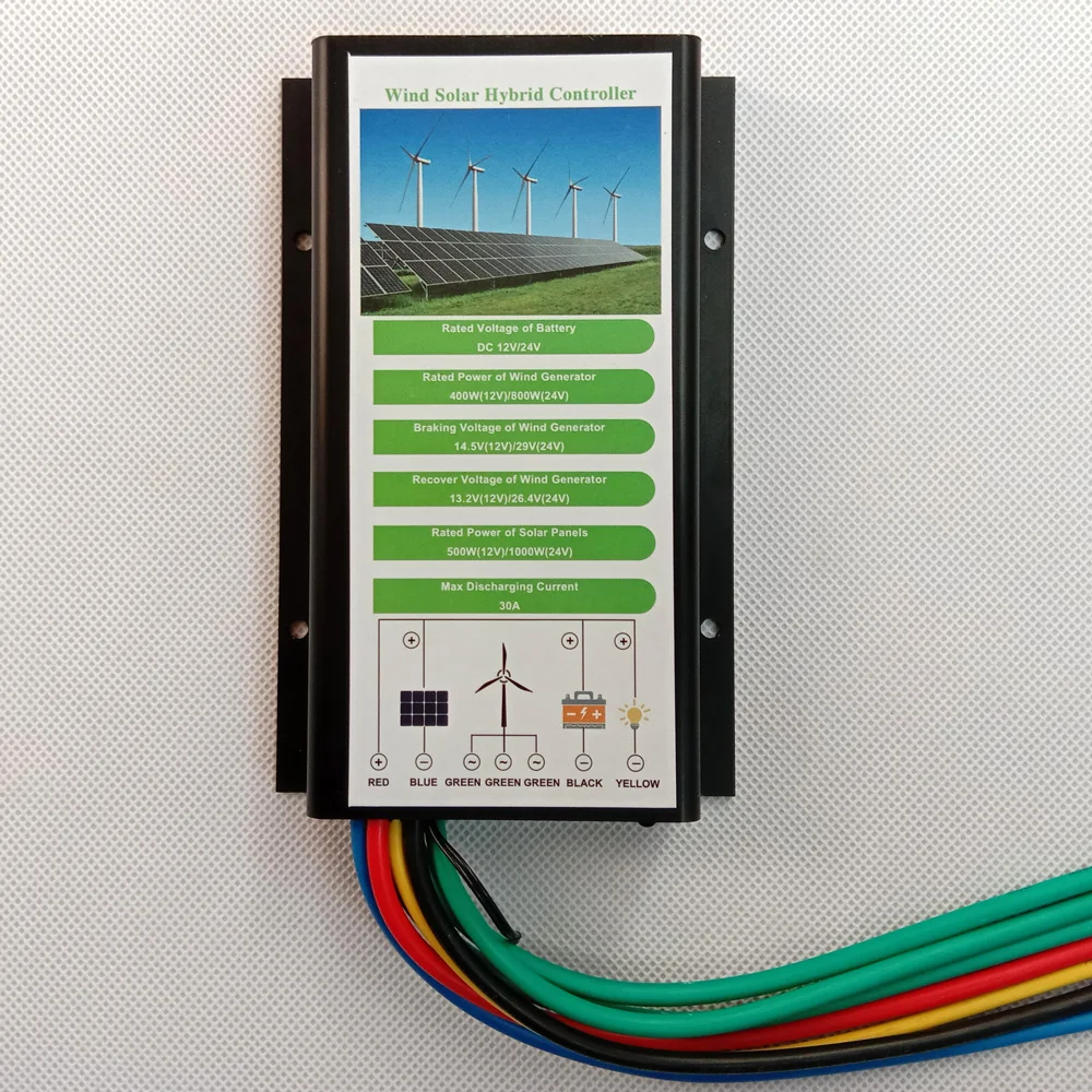 Imagem -02 - Controlador Híbrido Automático da Carga da Proteção da Sobrecarga do Solar 12v 24v Controlador Híbrido Solar Impermeável do Vento 800w Vento 1000w