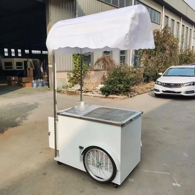 Carrinho de café dobrável com teto impermeável, bicicleta de sorvete, carrinho personalizado para chá de bebê, carrinho de doces para casamento