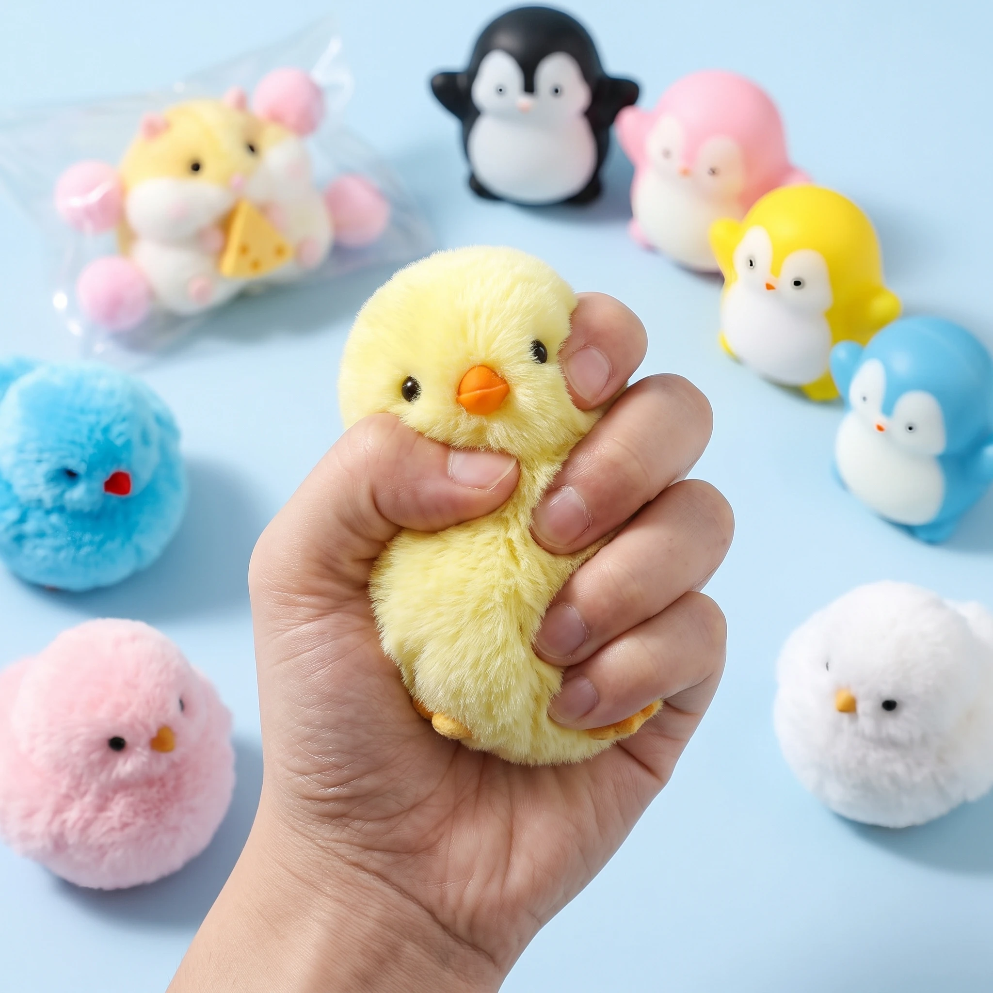 Chick Squishy Stick Fidget Toy Delightful Stick Slow Rebound Stress Ball Imitation Hamster Squeeze Toy Anti-stress Sensory Toys