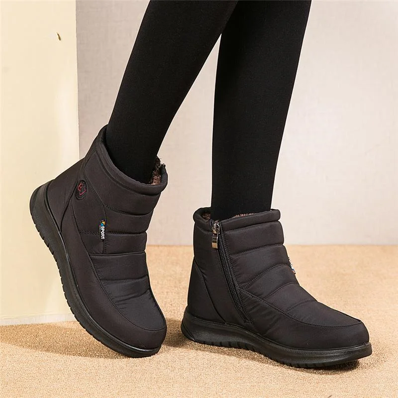 Bottes de neige imperméables pour femmes, chaussures en fourrure, bottes à plateforme avec fermeture éclair, bottes de rinçage douces, bottes en peluche pour femmes, chaussures d'hiver