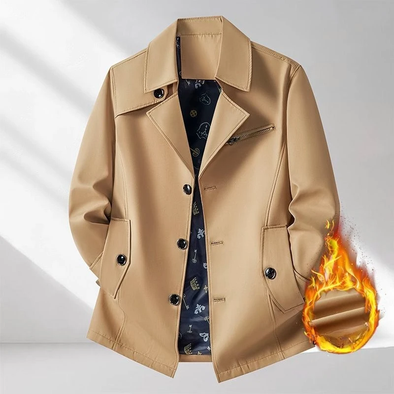 

Men's Windbreaker Middle-aged Young Jacket Overweight Plus-size Men's Coat Fleece Business Casual Top Autumn Winter Slimming