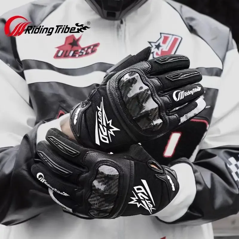 

Men's Summer Breathable Carbon Fiber Motorcycle Gloves with Armor Protection & Touchscreen Design Guantes for Riding Safety