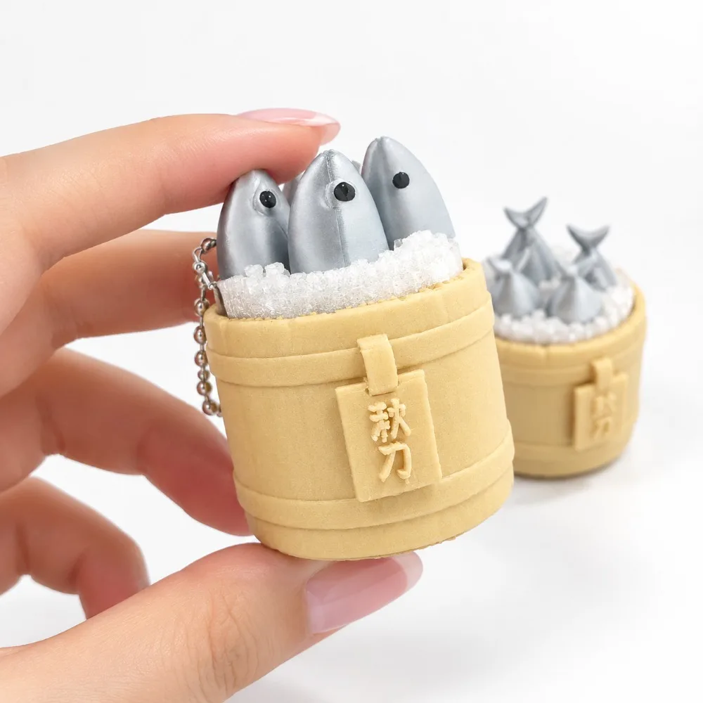 1PC, 3pcs/set 3D Printed Cute Pacific Saury Stress Relief Ornament Relief Clicker Bag Charm Keyring Christmas Gift Miniature