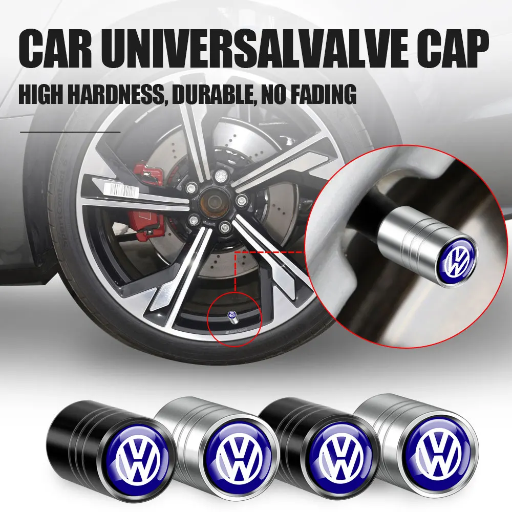 Car Tire Valve Caps Metal Tyre Wheel Stem Air Valve Covers For Volkswagen VW GTI RLINE R Golf Polo Tiguan Touareg Sharan Passat