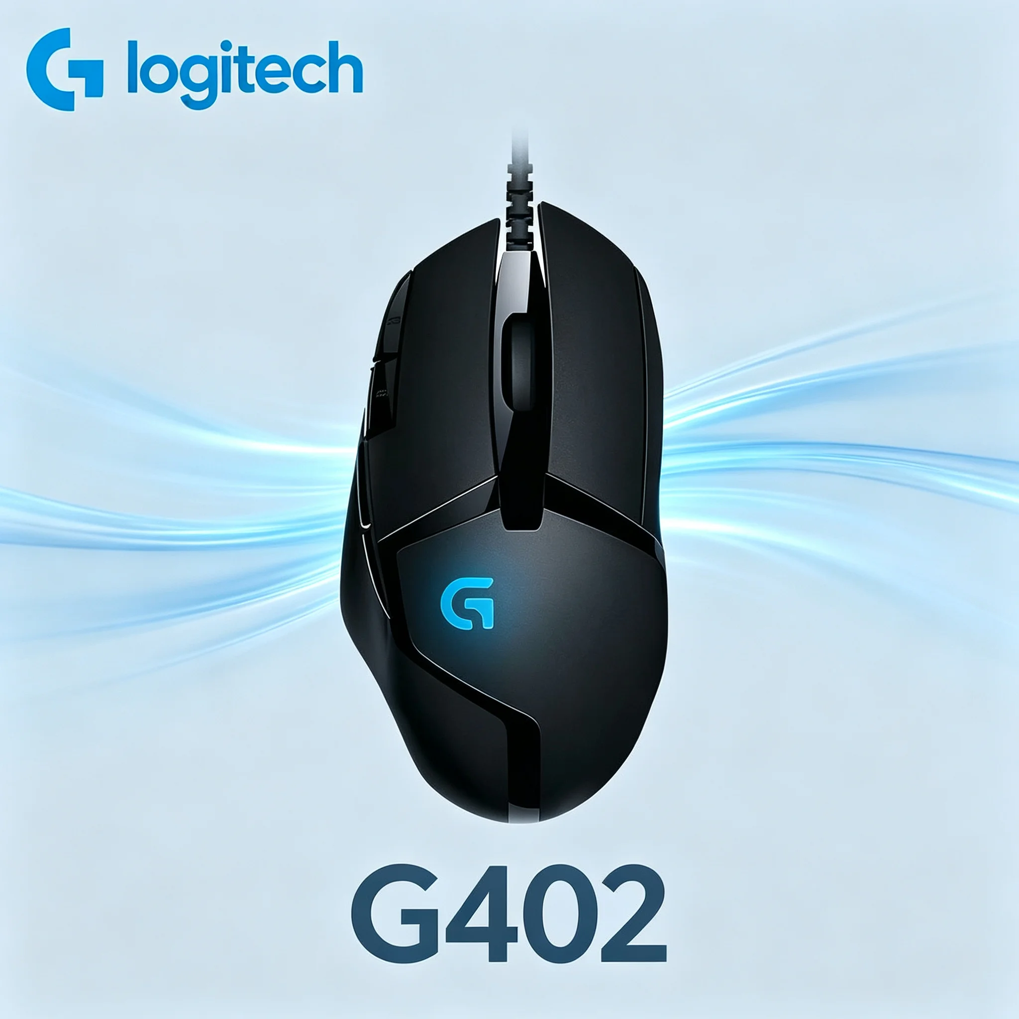 Logitech G402 Wired Gaming Mouse Comfort Palm Grip Design 8 Programmable Keys High DPI Optical Mice for Desktop Computer