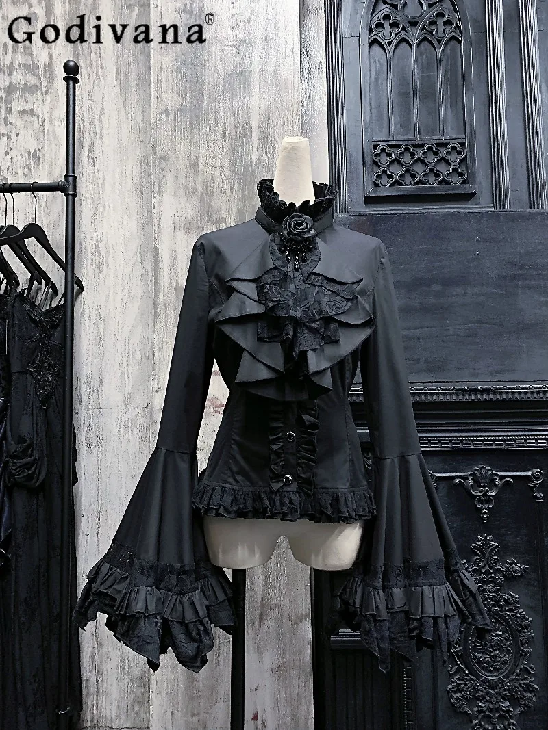 

2026 Spring New Japanese Original Lolita Long-Sleeve Shirt Gothic Sweet Cool Princess Sleeve Women's Versatile Shirt