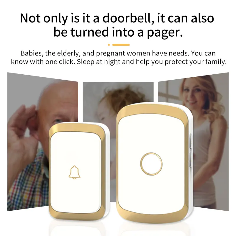 EZHEN Smart Home Wireless Doorbell 300M Long Distance Door Bell 36 Ringtones High Volume Door Chime Kit For Home Office Store