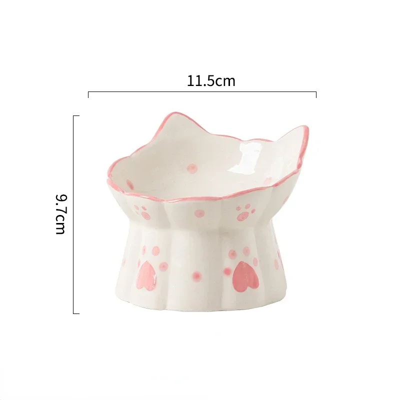 Pet Cat Ceramic Food Bowl Elevated Drinking Eating Feeders Small Puppy Dogs Snack Water Bowls Set Cats Feeding Accessories