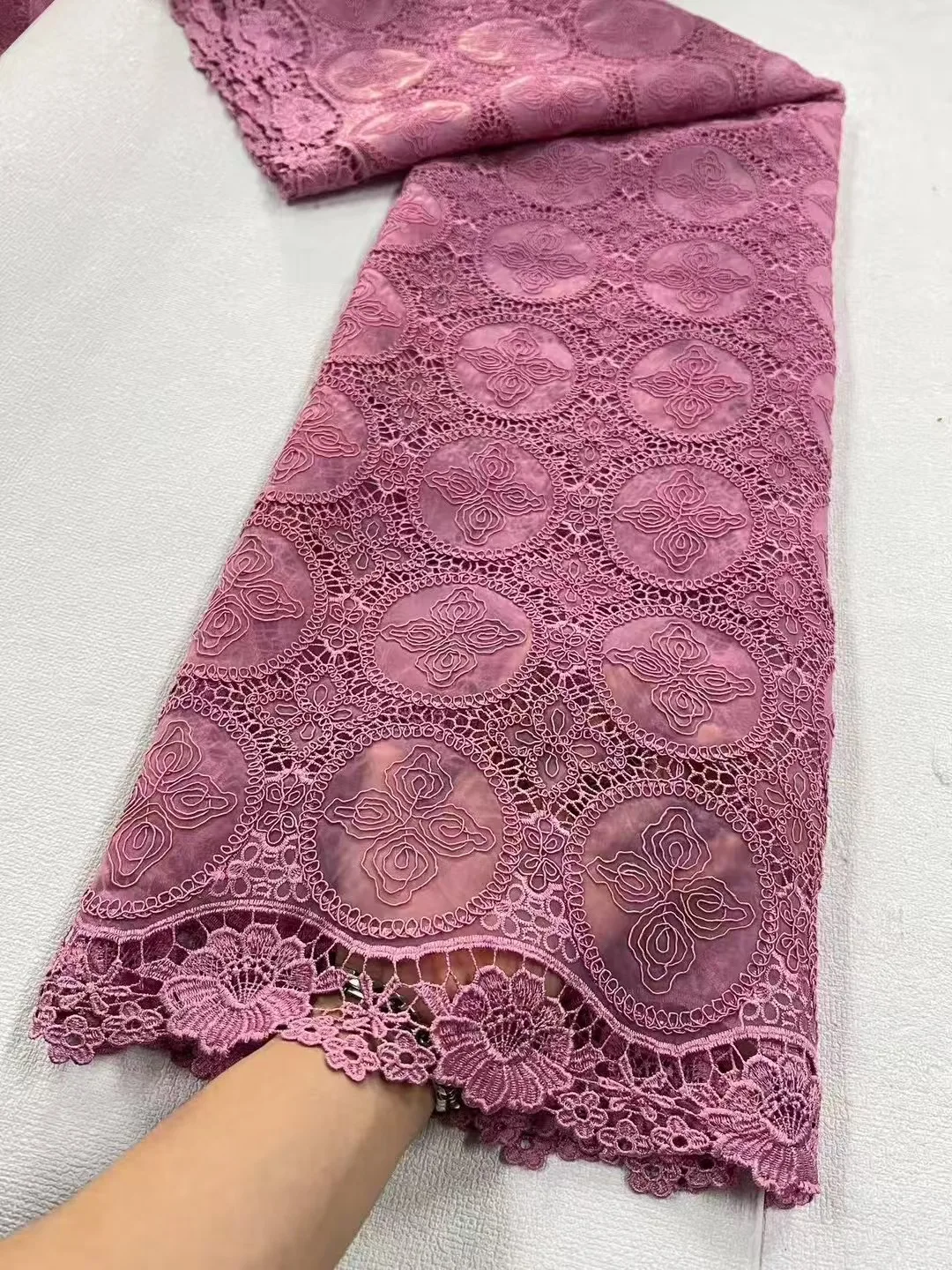 

African Nigerian High-Quality Tulle Lace Fabric Organza Embroidery Guipure for Party Gown Jacquard Wedding Dress 5Yard JL489