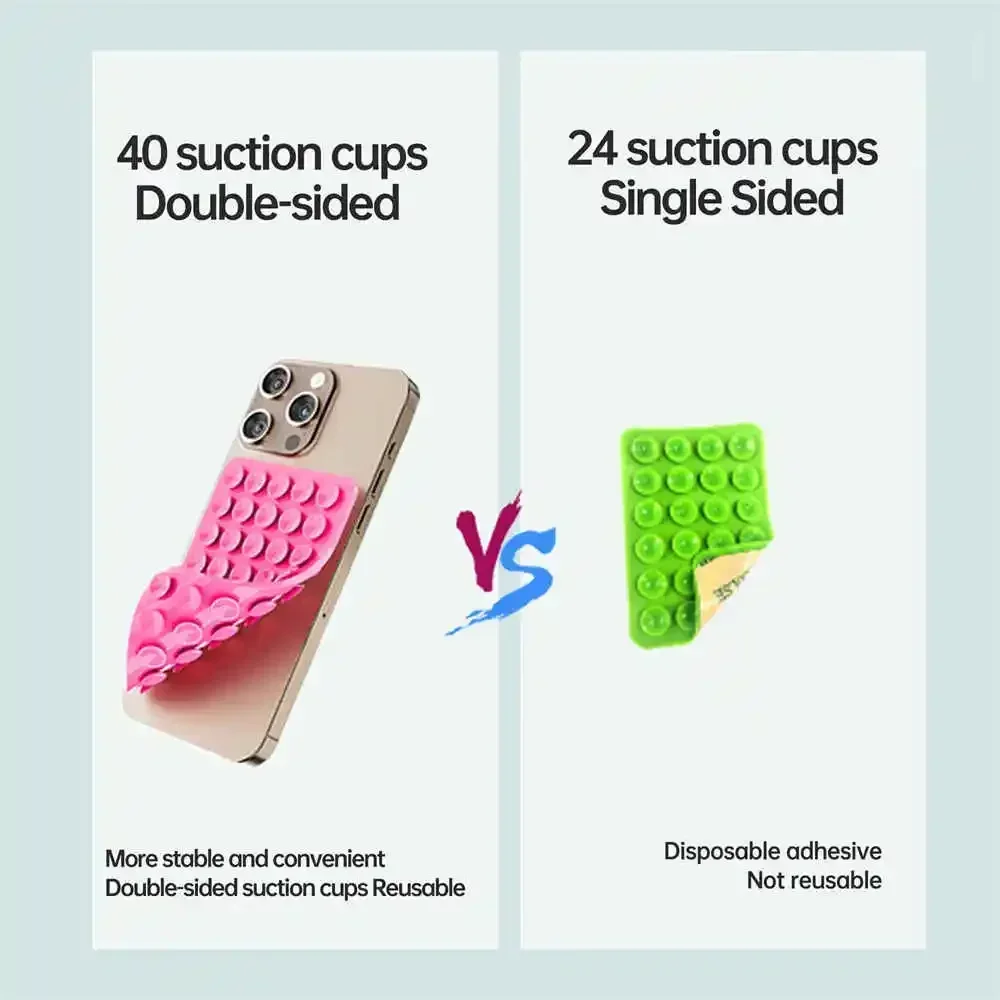 Double Side Silicone Suction Phone Holder Hands Free Stand for IPhone 15 Samsung Xiaomi Universal Support Telephone Grip Mount