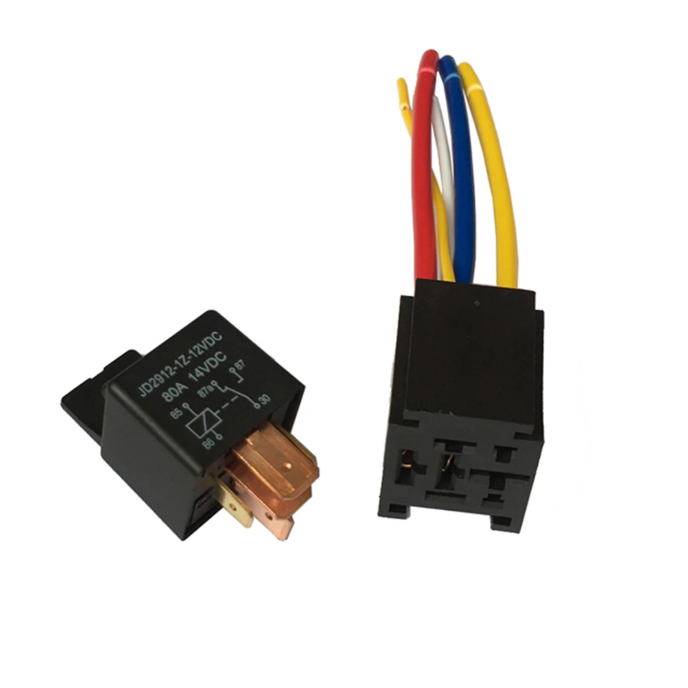 

Low Saturation Voltage 5 Pin 12V 80A Car Relay Socket Base Holder Black for Vehicle Control and Alarms Automotive Relay