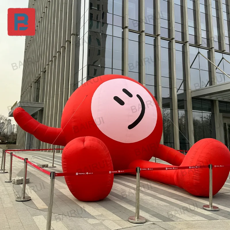 Decoração do dia dos namorados inflável sorriso rosto homem vermelho dos desenhos animados grande bola boneca presente de aniversário decoração de atração turística