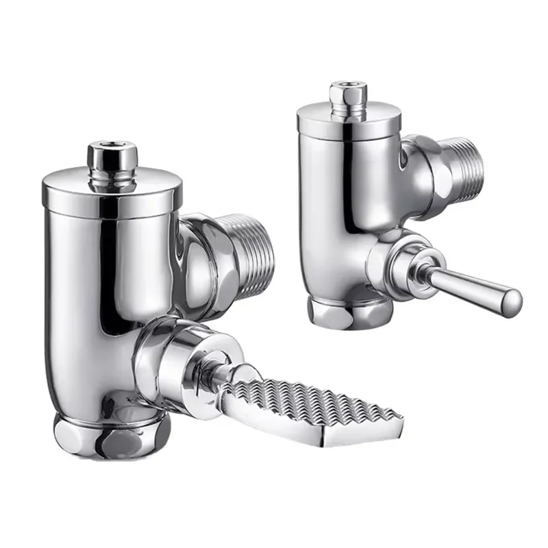 GOGO Right Angle Pedal Pneumatic Water Flush Valve Time-delay Copper Corner Type Lavatory Regulating 3/4in 1inch Normal