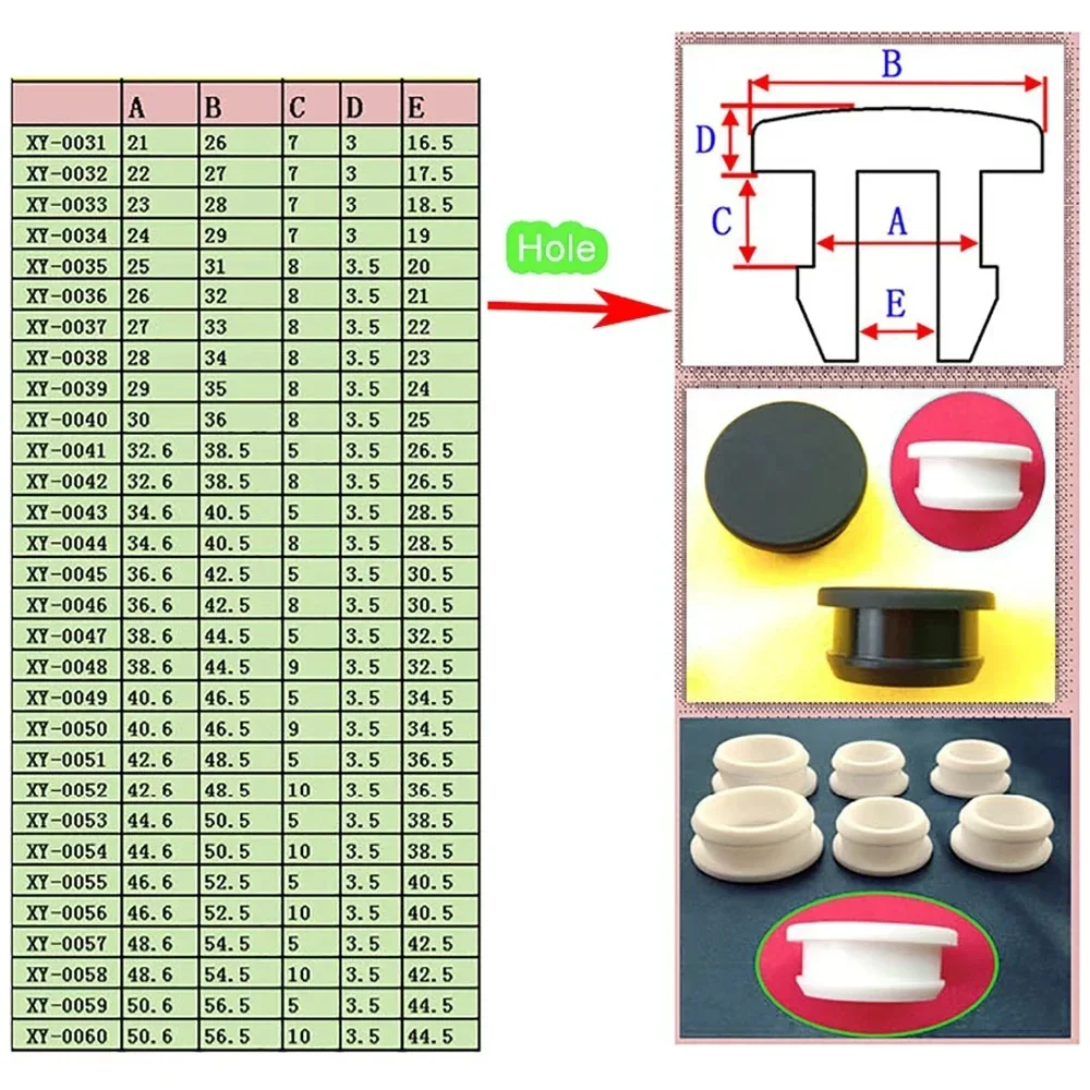 2.5-50.6mm Black Conical Snap-on Silicone Rubber T Type Plug Blanking End Caps Tube Inserts Bung Proof High Temperature