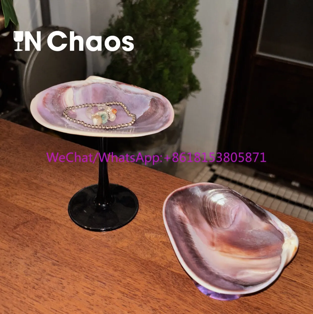 Vintage niche natural purple clam shell jewelry tray taste plate dessert