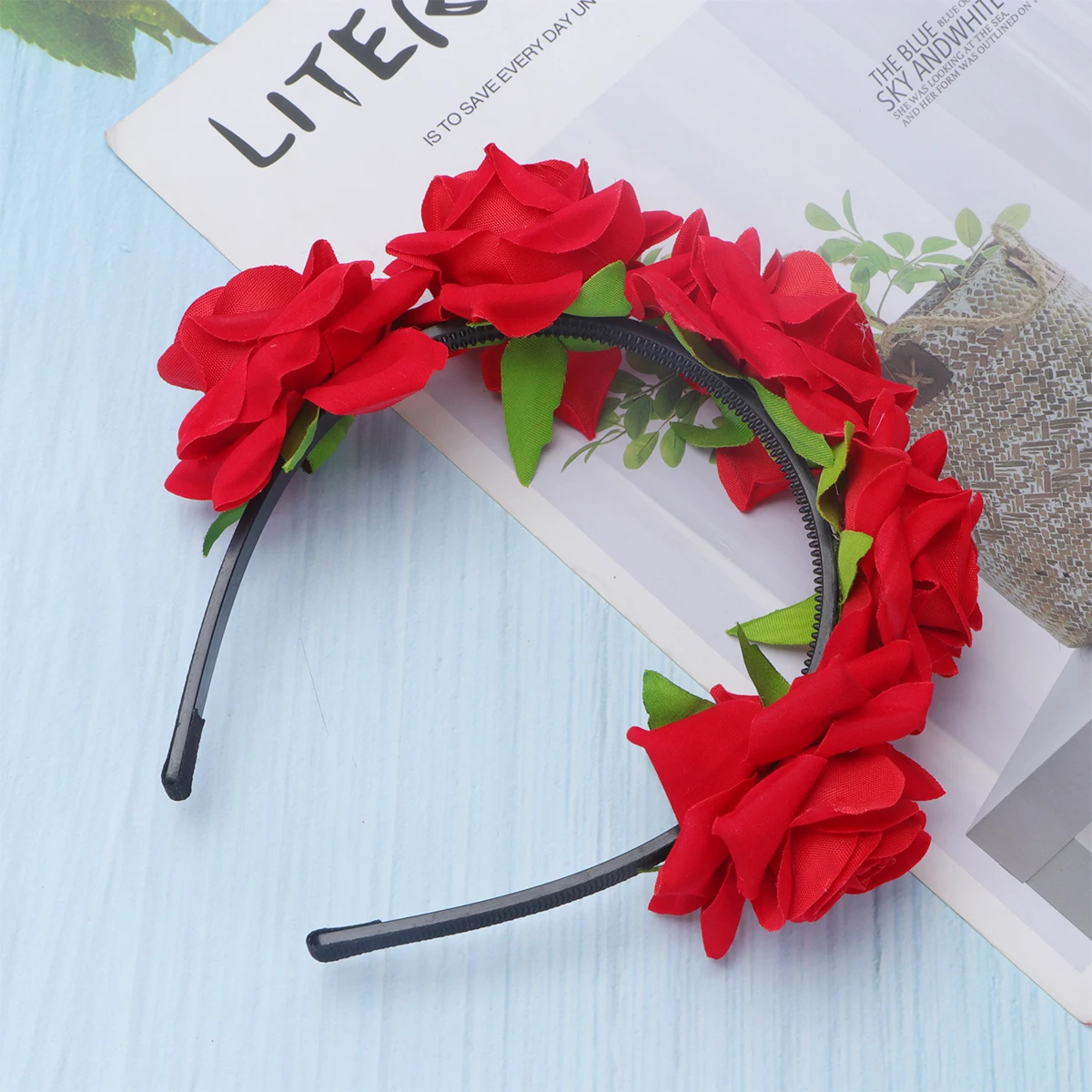 

1Pcs Simulation Rose Hairband Red Elegant 3D Flower Headwrap for Wedding Bride Photography Creative Hair Hoop Women Hair