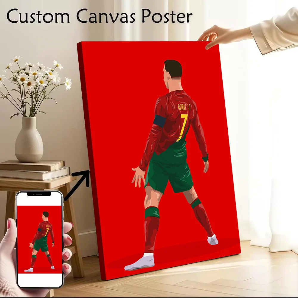 Cristiano Ronaldo in Portugal Jersey Printed Canvas Poster Personalized High Quality Wall Art Paintings for Room Ornaments Mural