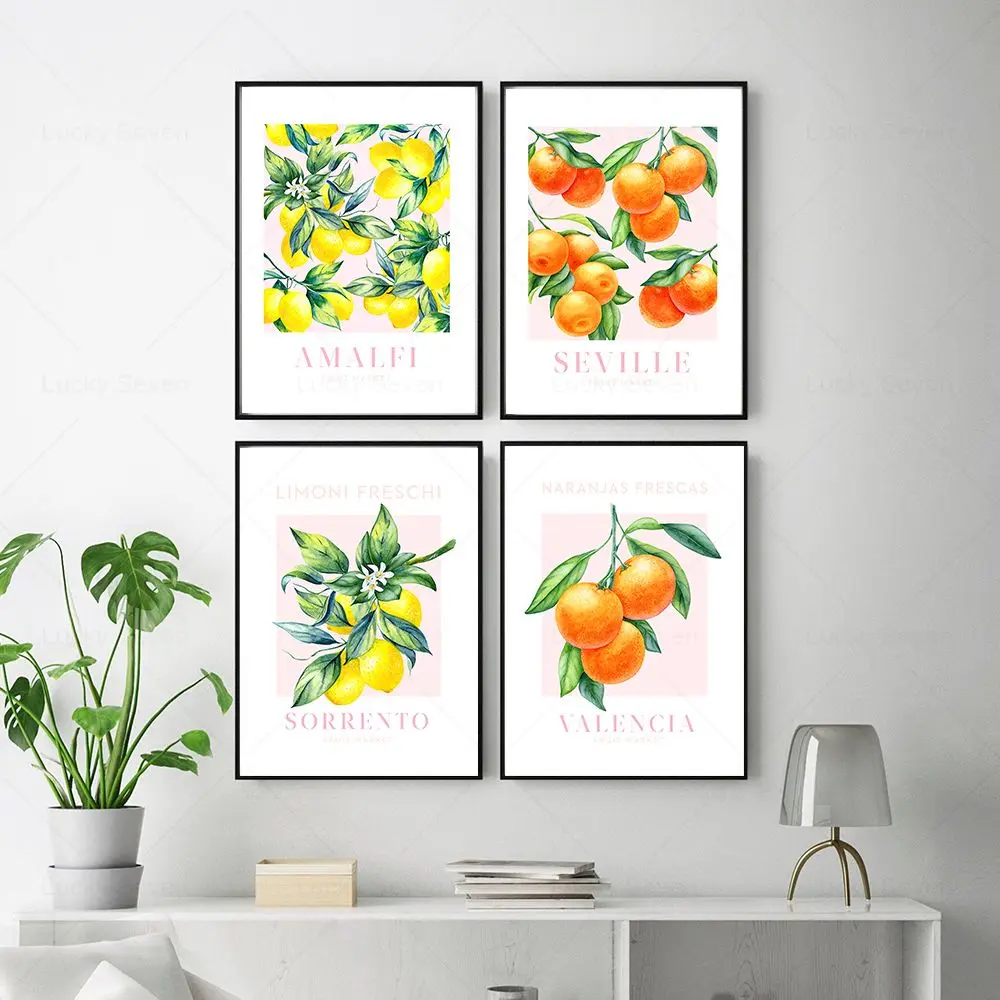 Oranges Lemon Tree Flower Fruit Market Wall Art Canvas Painting Nordic Posters And Prints Pictures For Living Room Home Decor