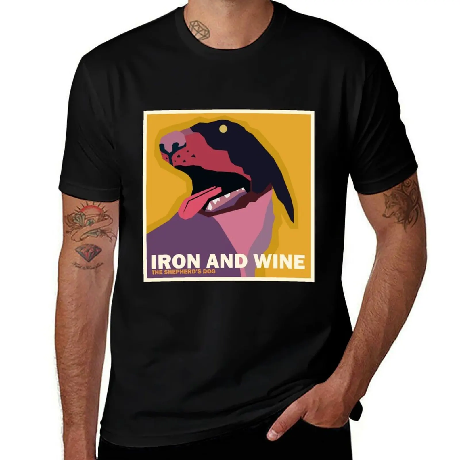 

man Wine Dog The Shepherd's t shirt t shirts T-Shirt Iron for and graphic Simplified Cover Album graphic man