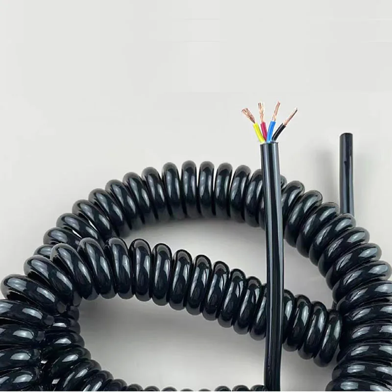 4Core PUR Spring Spiral Cable 24/22/18/17/15/11AWGWire 0.2mm2-4mm2  Telescopic Stretch1to5Meters Stretchable Shrinkable Cable image 3