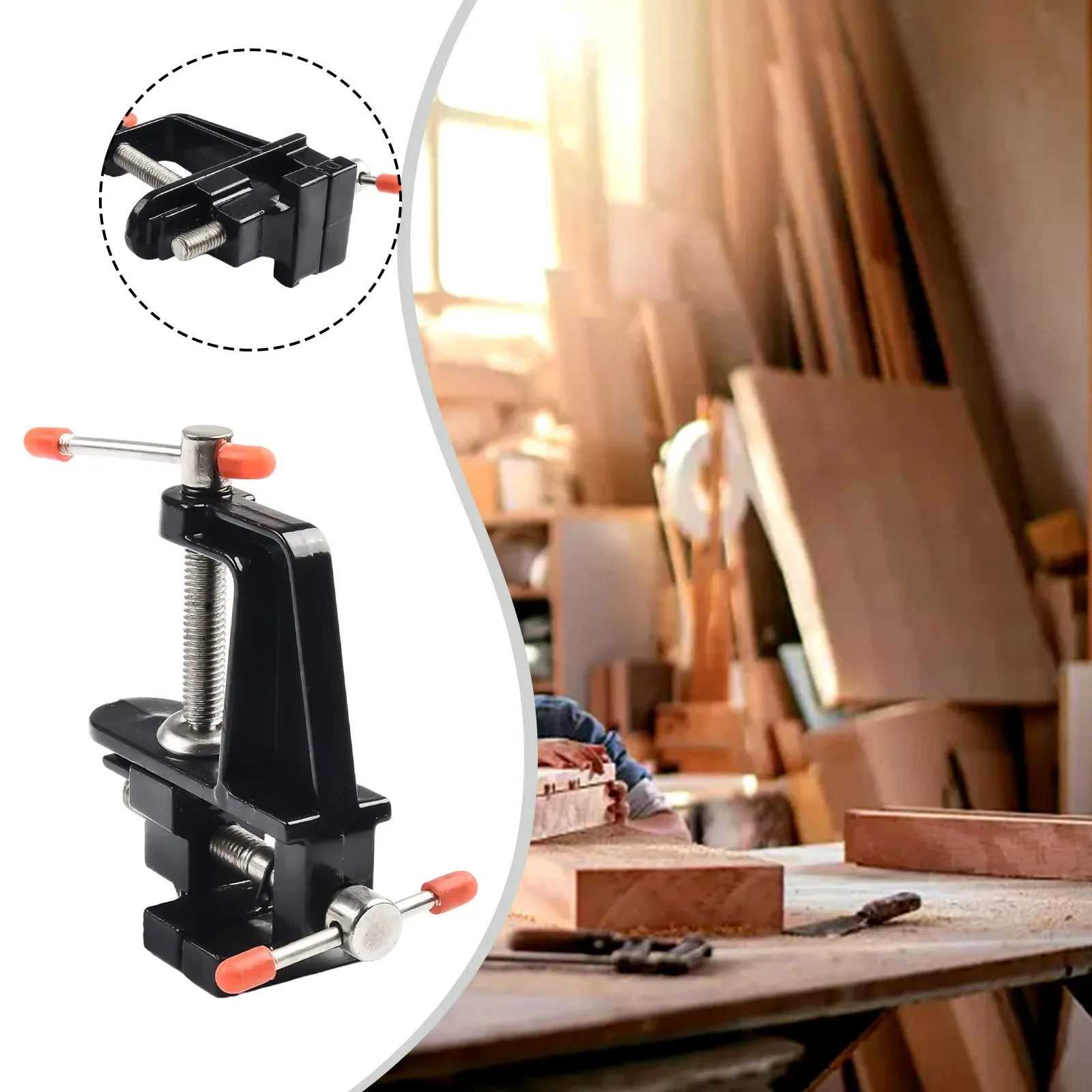 Mini Torno de Bancada Pequeno com Grampo de Aço e Manivela para Ferramentas Manuais de Bricolagem e Marcenaria Doméstica em Alumínio