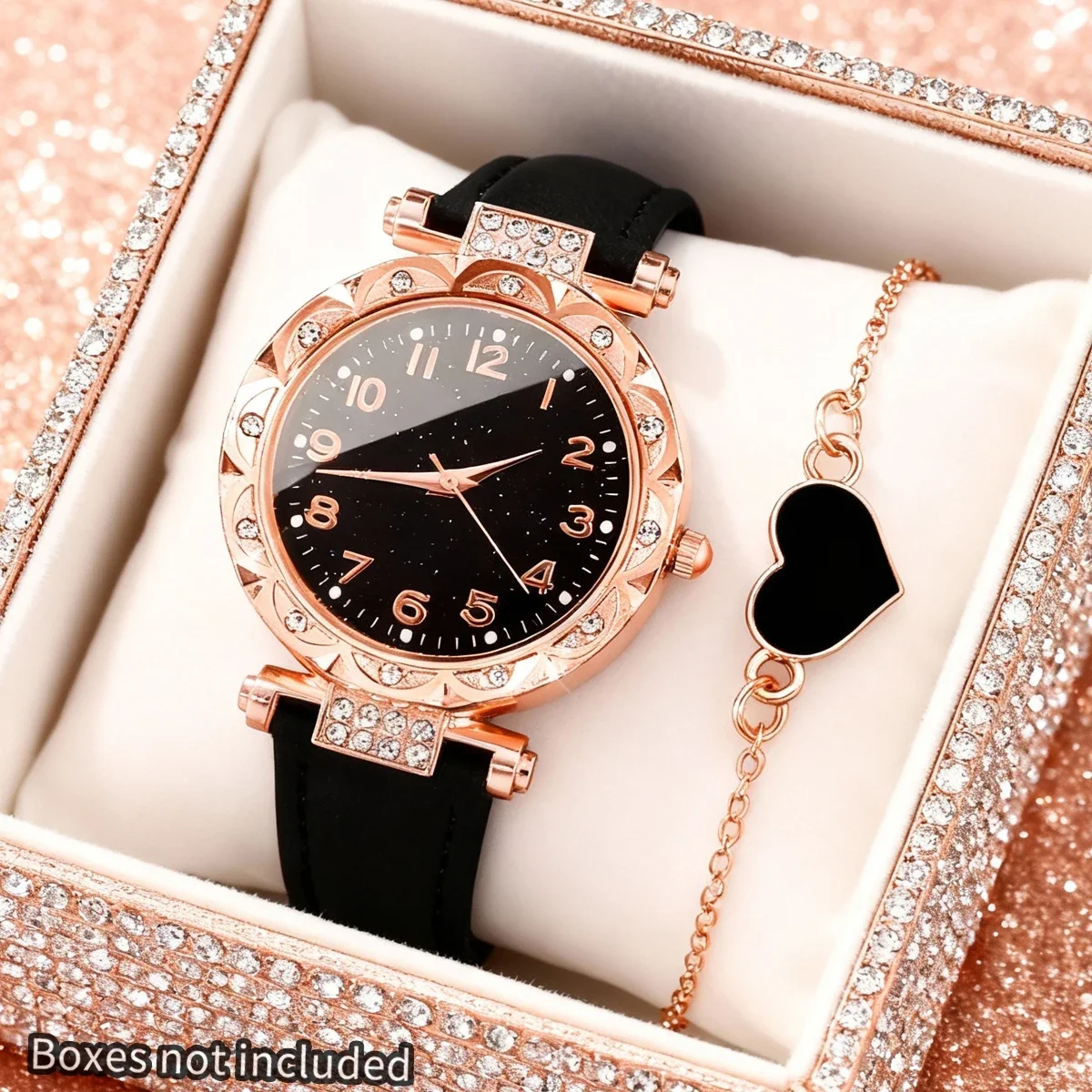 2-piece women's watch+accessory set, new fashionable watch+elegant accessories, the best choice for gift giving