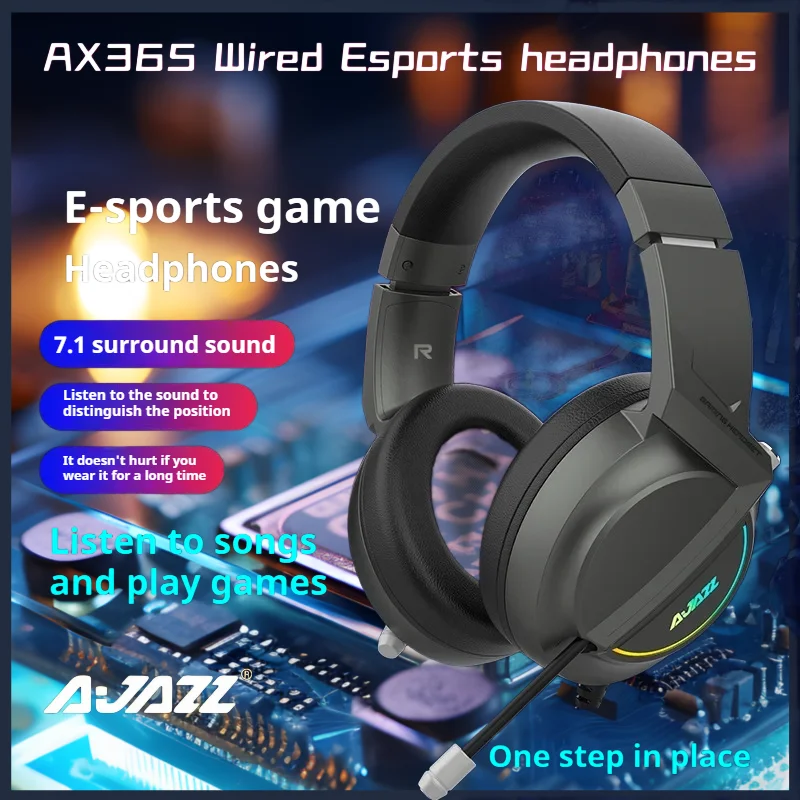 

AJAZZ AX365 Wired Headphone Over-ear Noise Reduction Ergonomic USB/3.5mm 7.1 Surround Sound Gaming Headset Desktop,White/Black