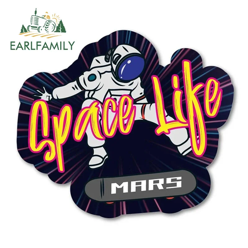 EARLFAMILY 13cm x 11.3cm Space Life Mars Car Sticker Personality Astronaut Cartoon Pitch Black Decal Creative Helmet Car Styling